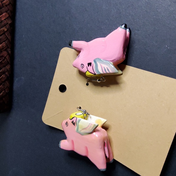 Pink Flying Pig Earrings for Kids Of all ages - Picture 5 of 6